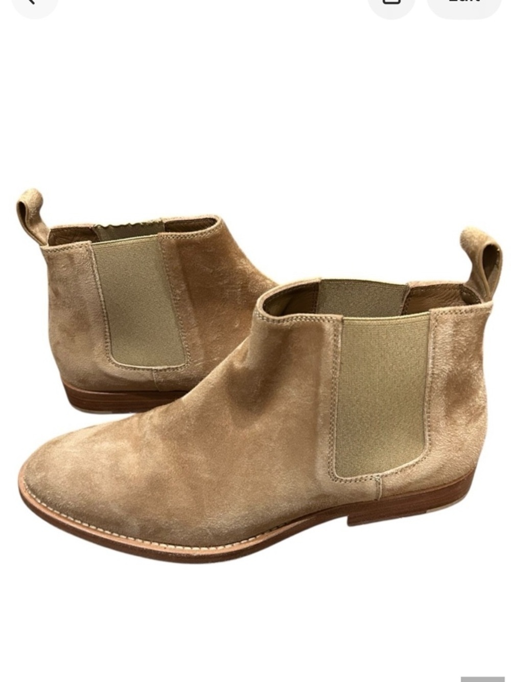 Jenni Kayne suede Chelsea ankle boot size 37 US 7 slip on walnut tan